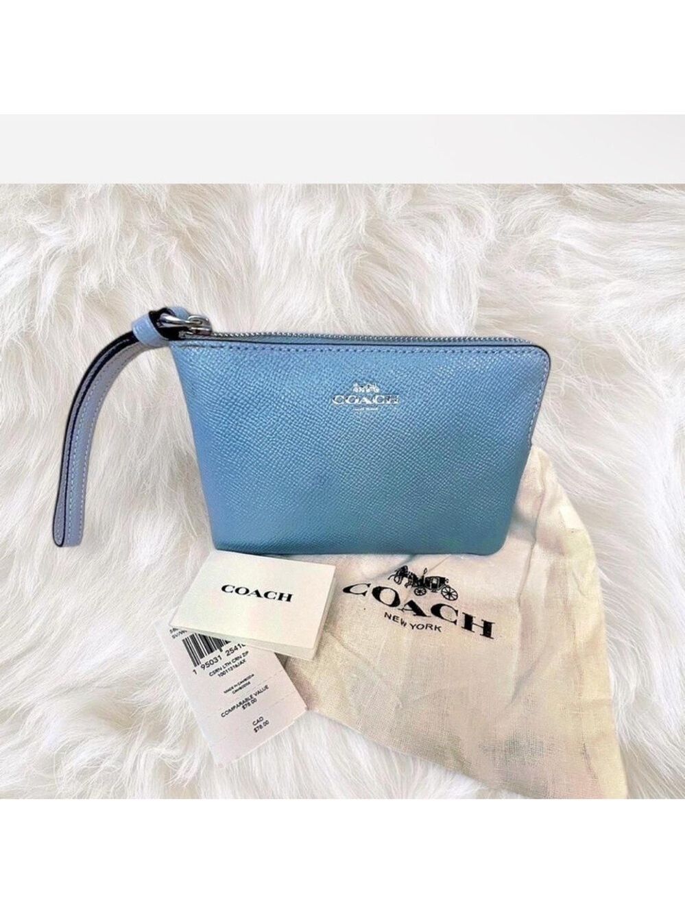 Coach Sky Blue Wristlet NWT and Dust bag. - Picture 1 of 4